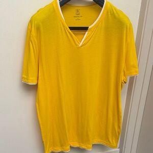 INC International Concepts Bright Yellow V-Neck Tee
